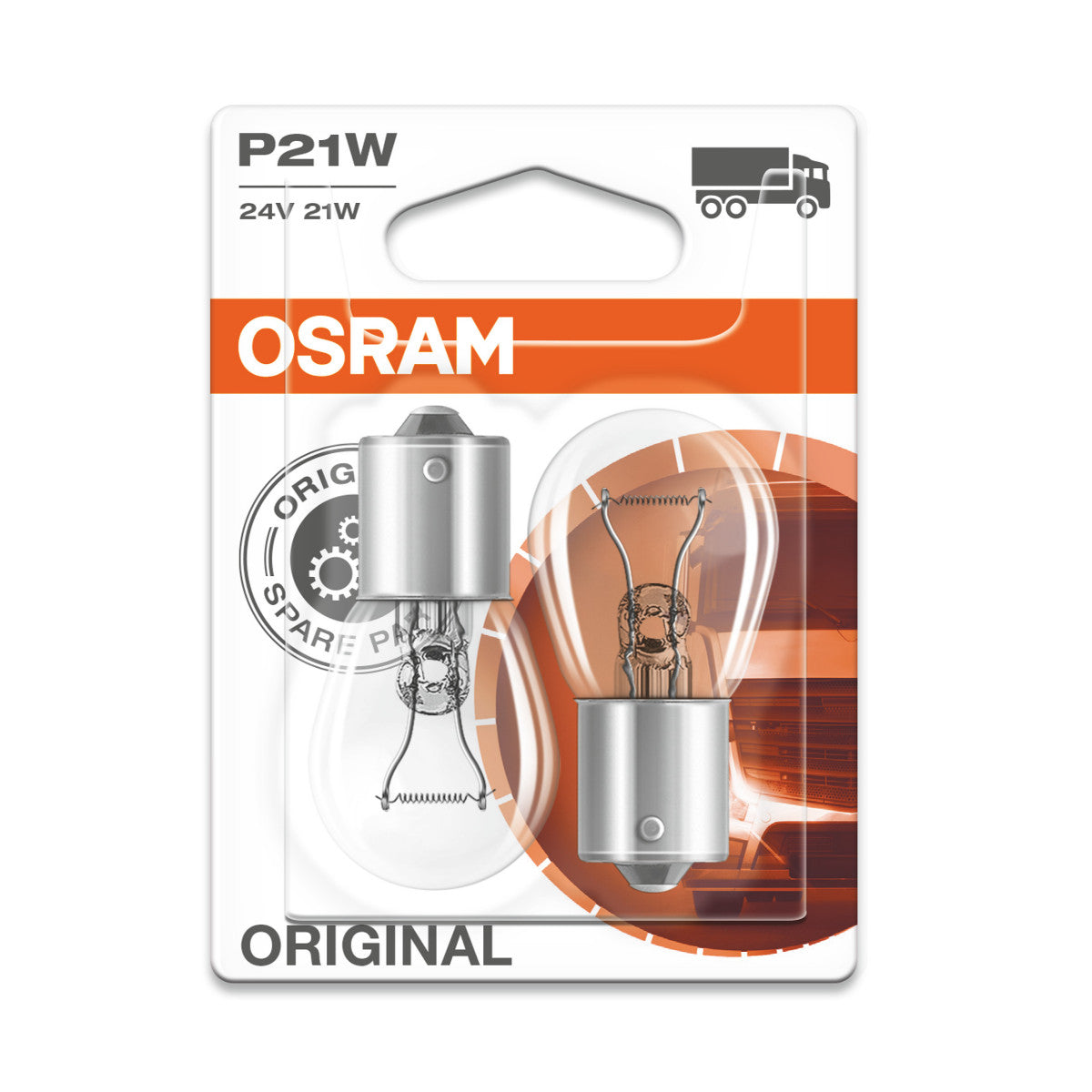 OSRAM ORIGINAL - METAL BASE - P21W Extraljuslampa - BA15s - 24V