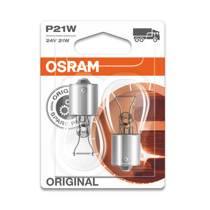 OSRAM ORIGINAL - METAL BASE - P21W Extraljuslampa - BA15s - 24V