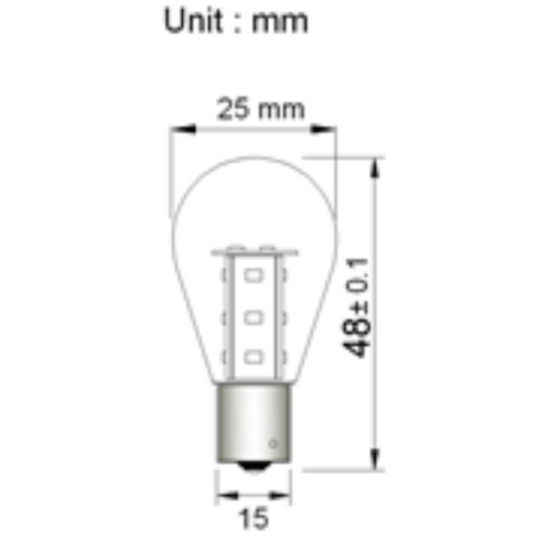 BA15s 12V/24V 0.7W Röd