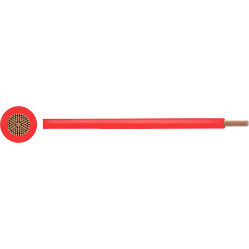 Fåtrådig ledare PVC 1mm2 Naken koppar Röd per meter